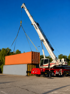 Crane service to move 40' containers into place